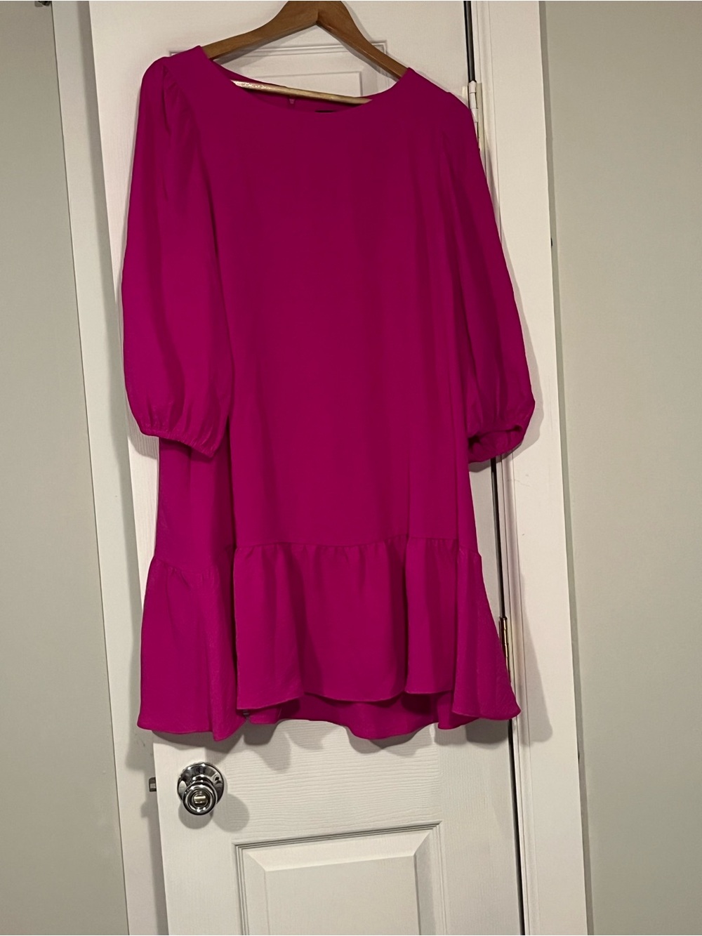 DKNY Magenta Ruffle-Hem Midi Dress